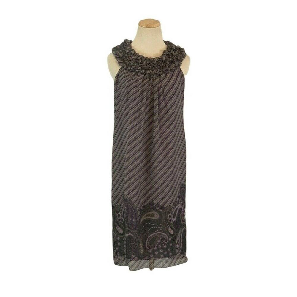 WORTH purple cream Multi print Silk Sleeveless Mini Dress Size 0